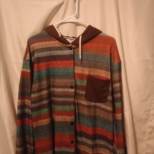 Striped Multicolor Hooded Shirt